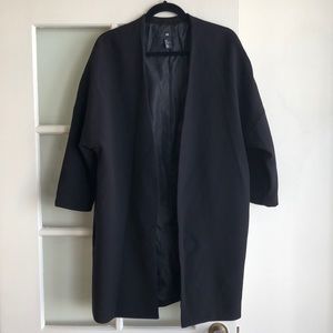 Black Oversized Coat With Pockets